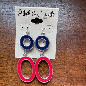 Bundle 3 pairs for $12. Ethel & Myrtle Red and Blue Dangle Earrings